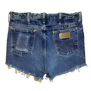 Vintage 80's Wrangler Cut Off Distressed Jean Shorts L Festival Cowgirl Western